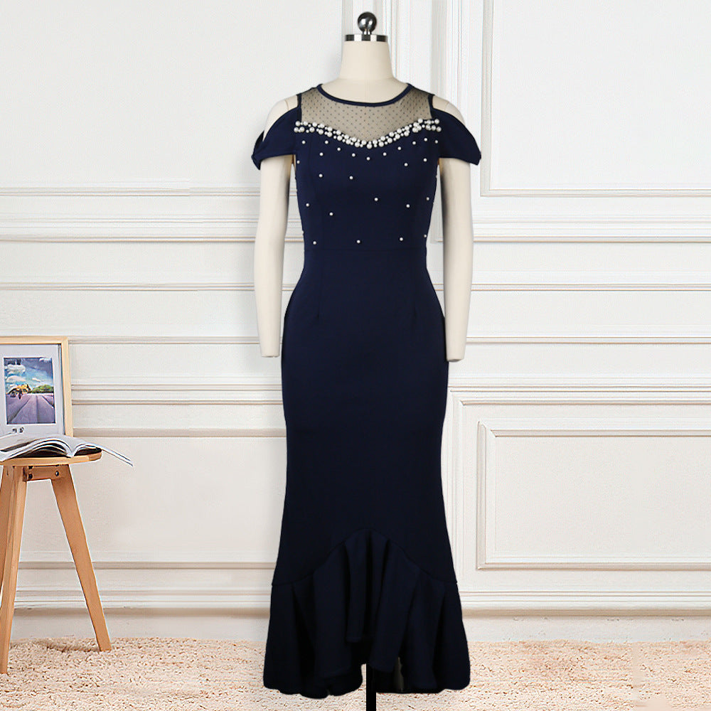 Round Neck Sexy See-through Mesh Stitching Women's Clothing