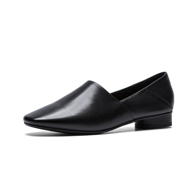 Women\'s Shoes Flat Sole Square Head Deep Mouth Single Shoes