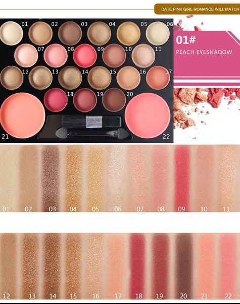The Novo 22 Colors Eyeshadow & Giltter Palette Set Family