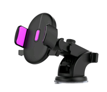 Black car phone holder with purple accents on a white background