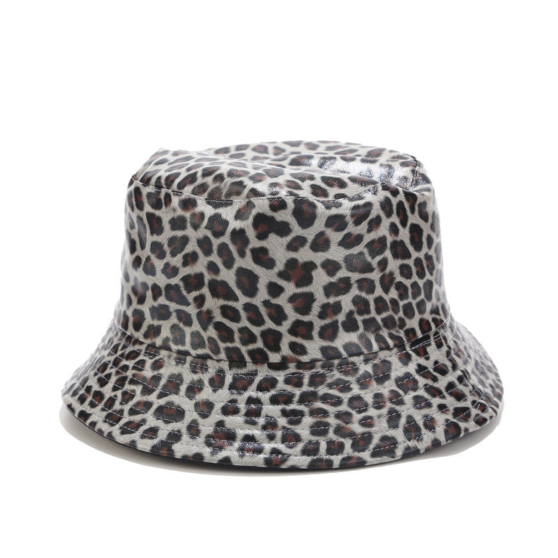 European And American Trend Leopard Print Double-Sided Fisherman Hat Outdoor Leisure Wild Basin Hat Fashion Hat