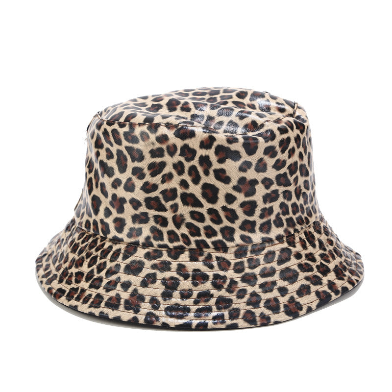 European And American Trend Leopard Print Double-Sided Fisherman Hat Outdoor Leisure Wild Basin Hat Fashion Hat