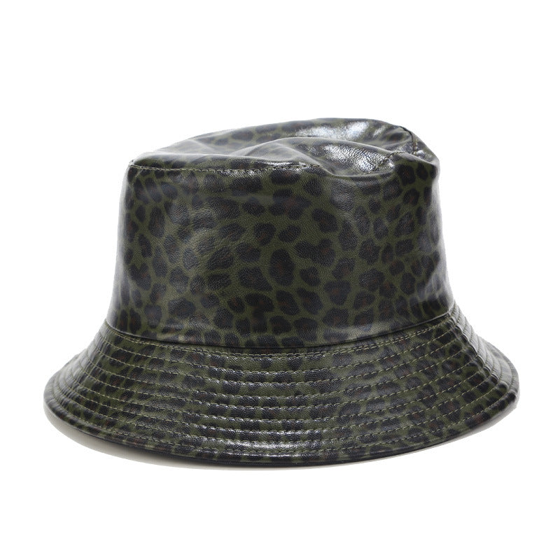 European And American Trend Leopard Print Double-Sided Fisherman Hat Outdoor Leisure Wild Basin Hat Fashion Hat