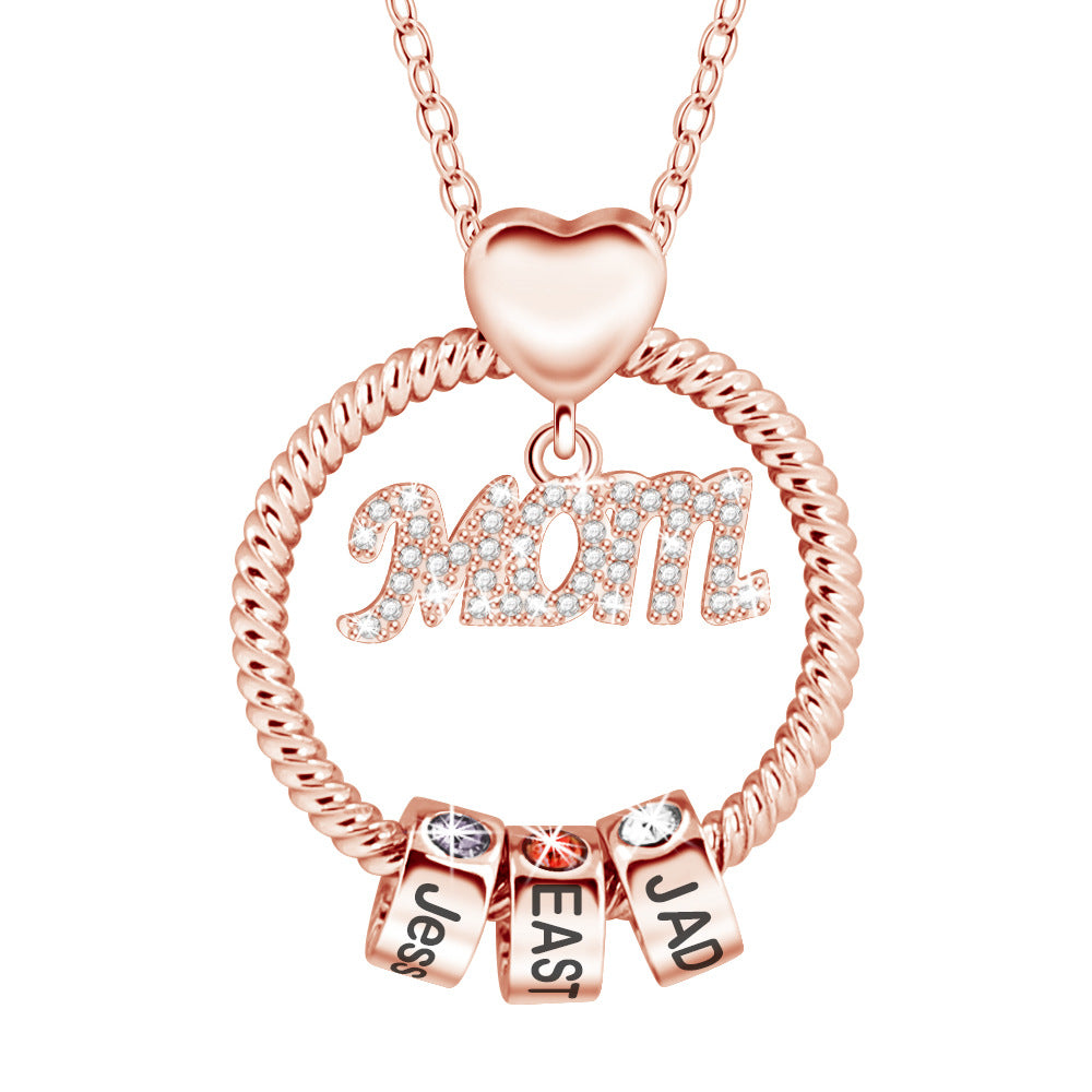 Mother's Day Gift Personalized Circle Pendant with Custom Beads Birthstone Pendant