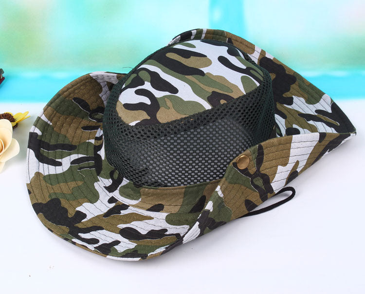 Spring And Summer Windproof Sunshade Outdoor Leisure Hat Breathable Sandal Hat Sunscreen Big Edge Male And Female Hat Camouflage Hat