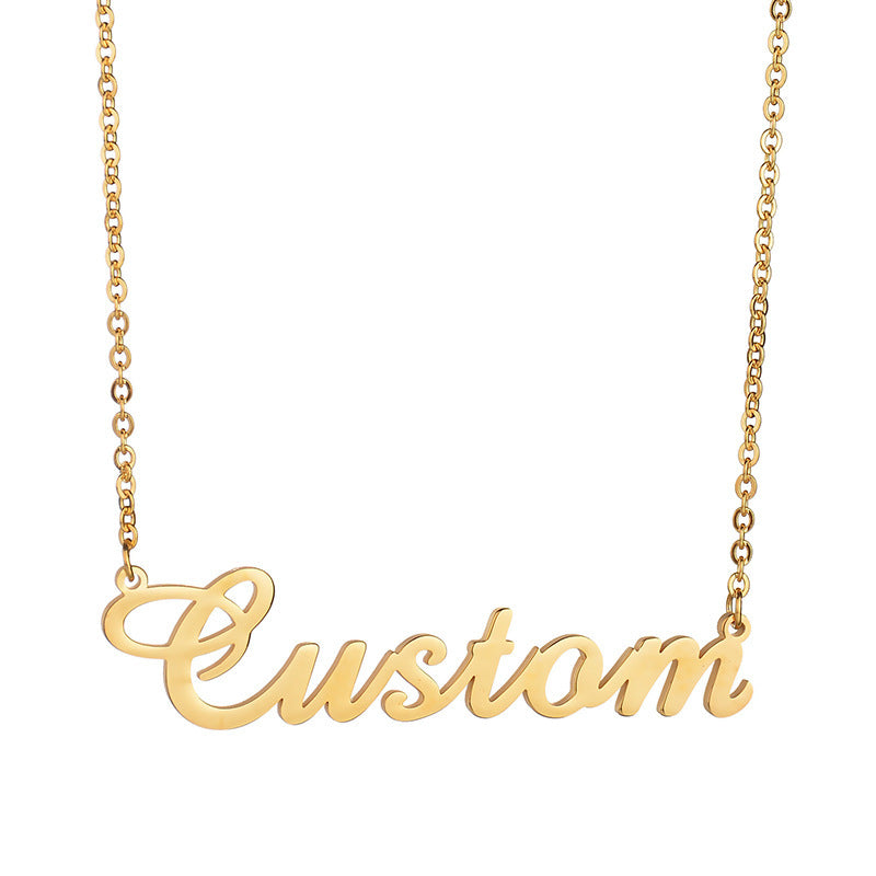 Women Jewelry Chain Pendant Necklace Stainless Steel 18k Gold Plated Name Plate Personalised Custom Name Necklaces