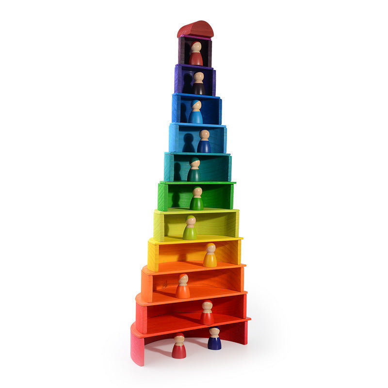 Solid Wood Arch Building Blocks with Eco-Friendly Paint
