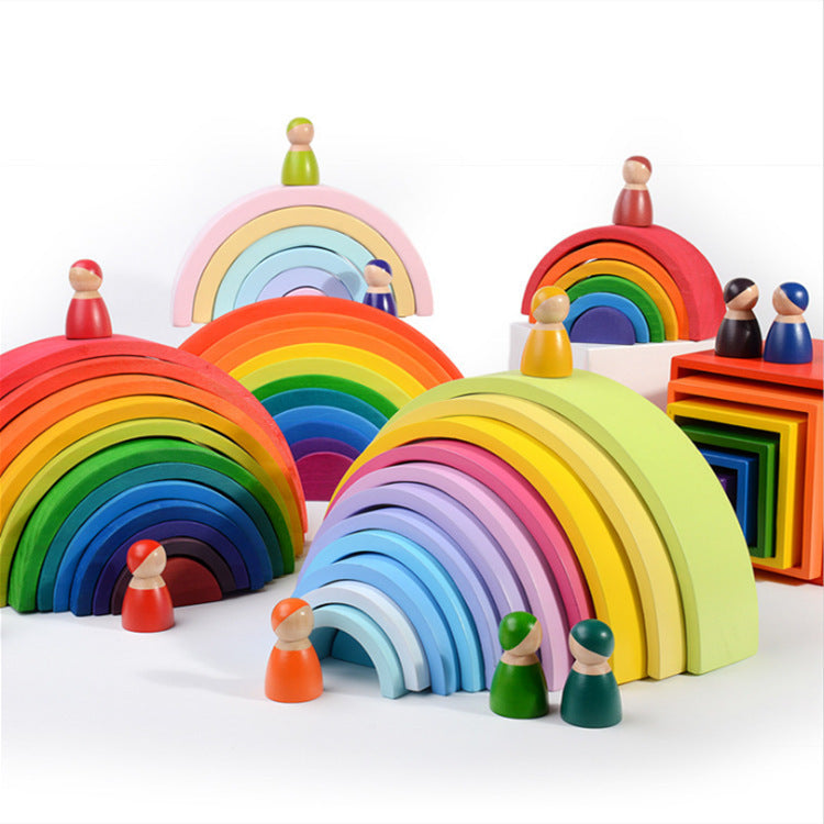 Solid Wood Arch Building Blocks with Eco-Friendly Paint