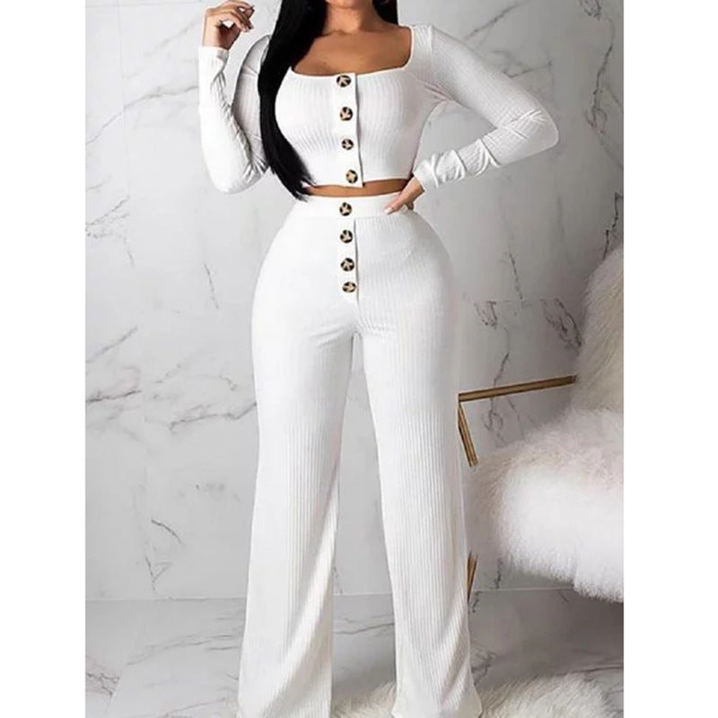 Women's New Long Sleeve Cardigan Slim Buttoned Casual Suit