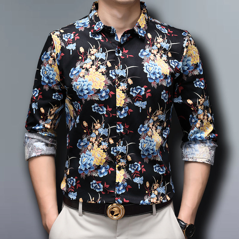 Chinese style floral shirt