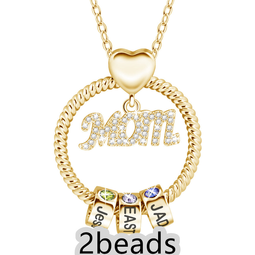 Mother's Day Gift Personalized Circle Pendant with Custom Beads Birthstone Pendant