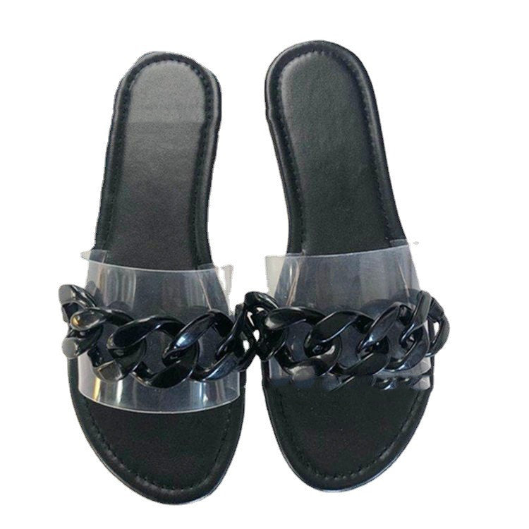 Transparent Flip Flops Large Size Flat Casual Beach Slippers