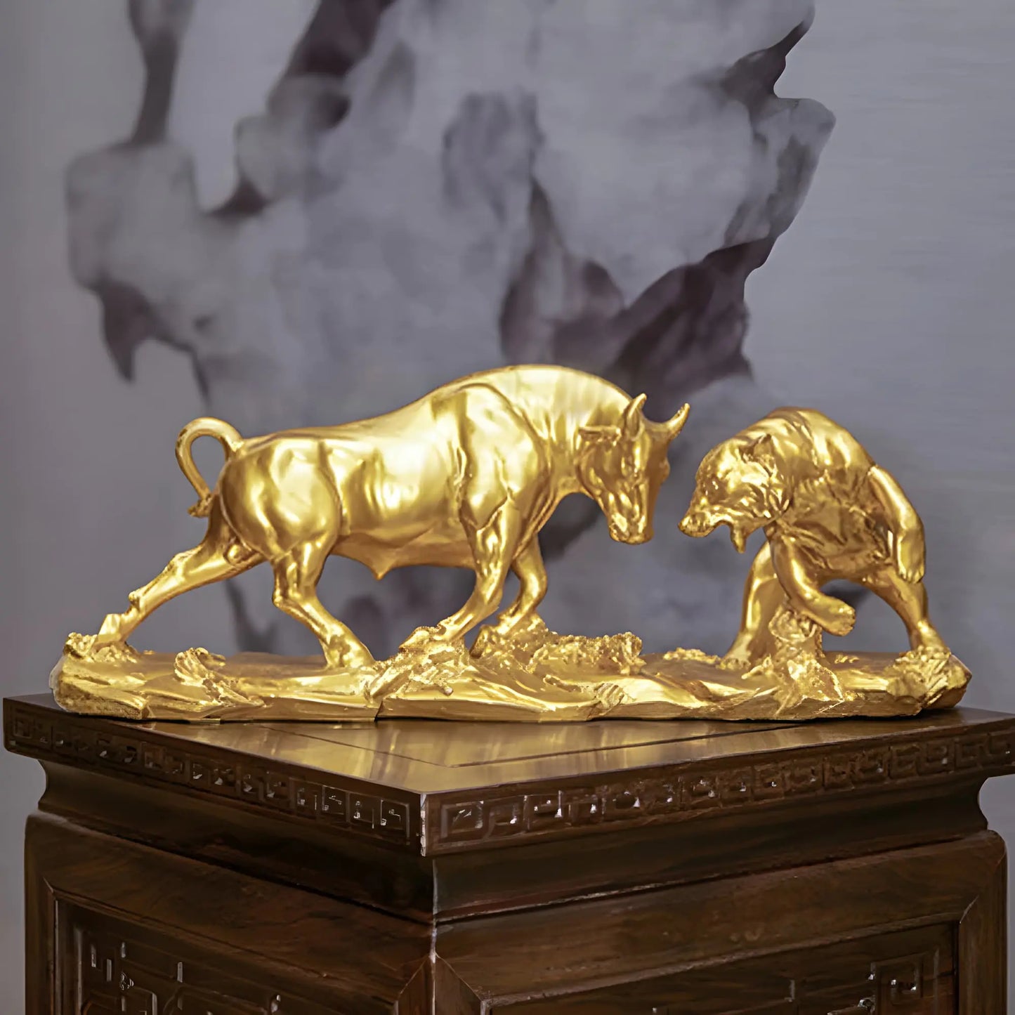 7-inch Bronze Bull and Bear Statue | Finance & Office Decor