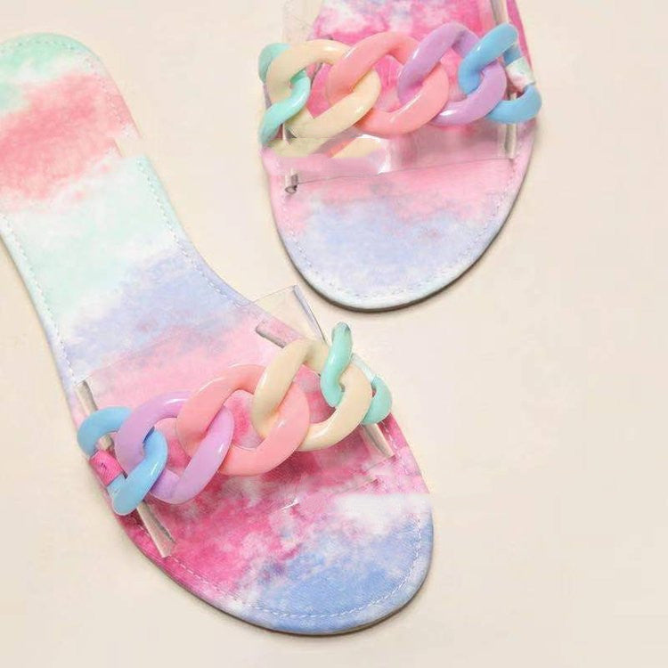 Transparent Flip Flops Large Size Flat Casual Beach Slippers