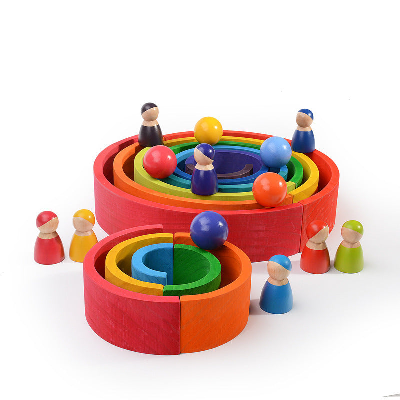 Solid Wood Arch Building Blocks with Eco-Friendly Paint