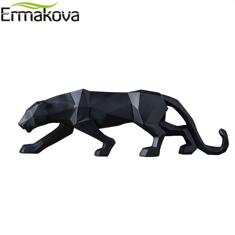 ERMAKOVA Geometric Panther Sculpture | Modern Resin Decor