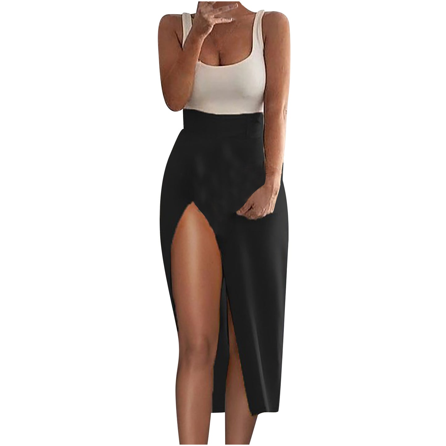 New European And American Women's Clothing High Waist Stitching Slim Fit Vest Dress