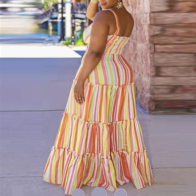 Women's Yellow Swing Mid-length Temperament Commute Printed Dress