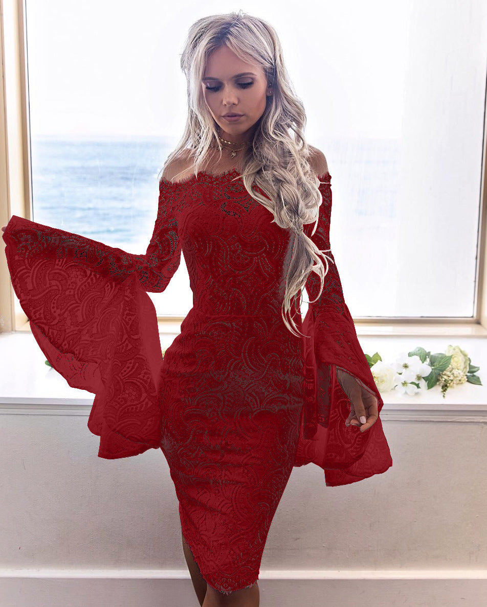 Trumpet white lace dress