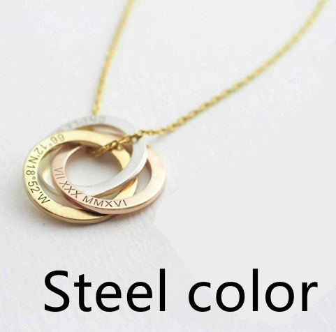 Linked Circle Custom Children Name Rings Eternity Necklace Mother Gift
