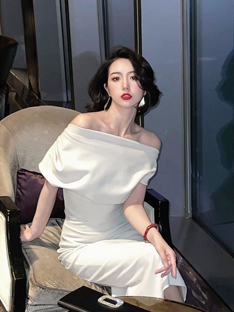 Women's Summer Off Shoulder Waist Long Dress