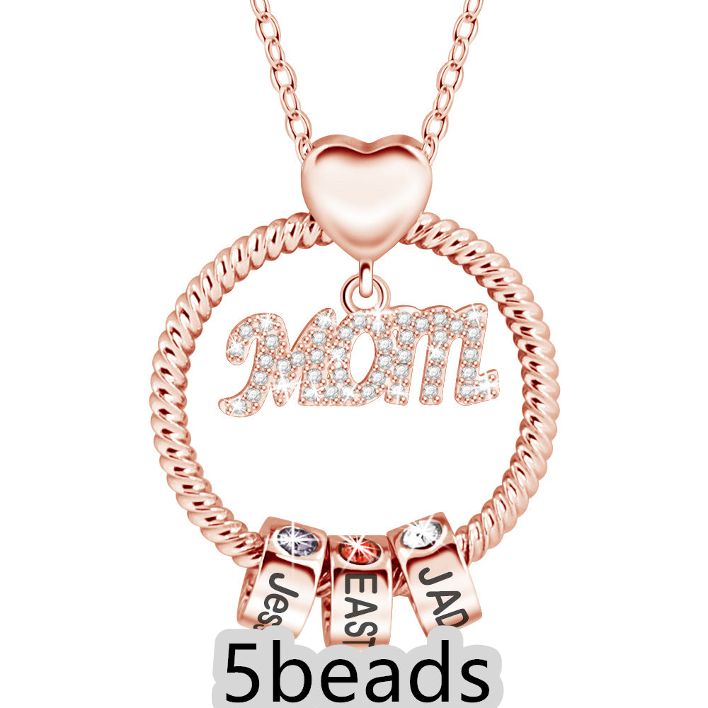 Mother's Day Gift Personalized Circle Pendant with Custom Beads Birthstone Pendant
