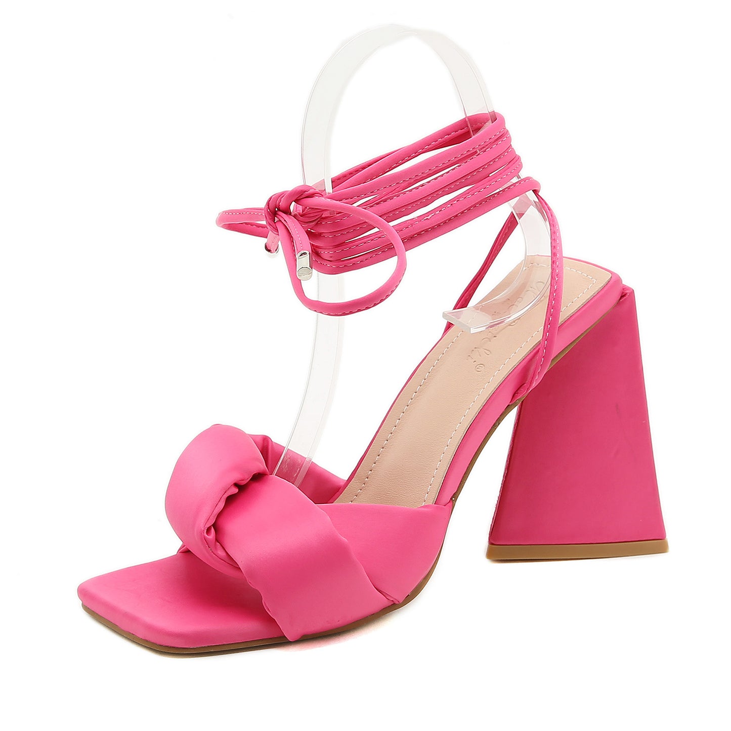 Sandals Triangle Block High Heel Square Toe Roman Shoes