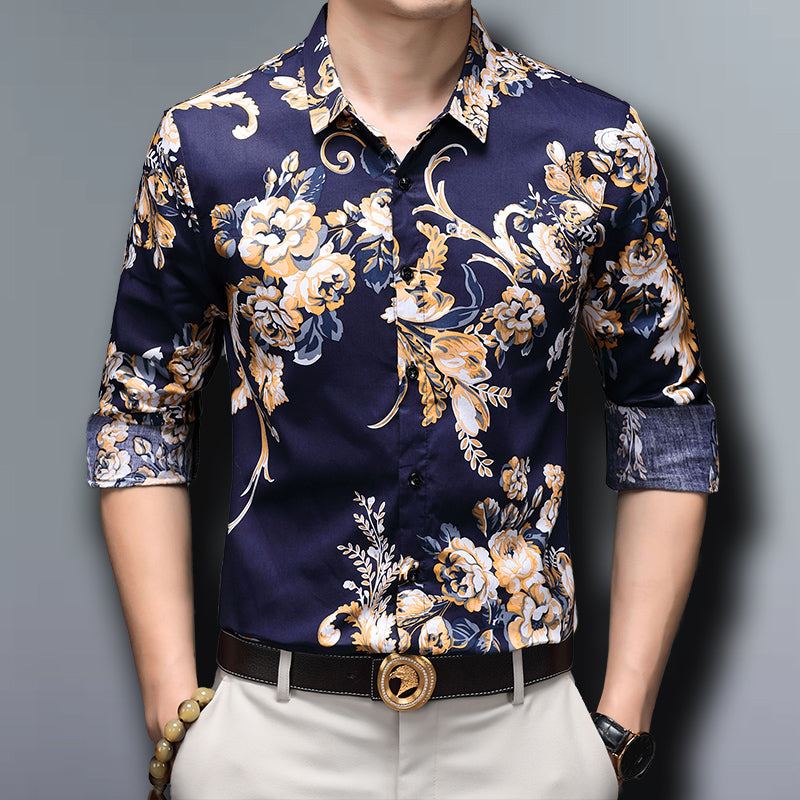 Chinese style floral shirt