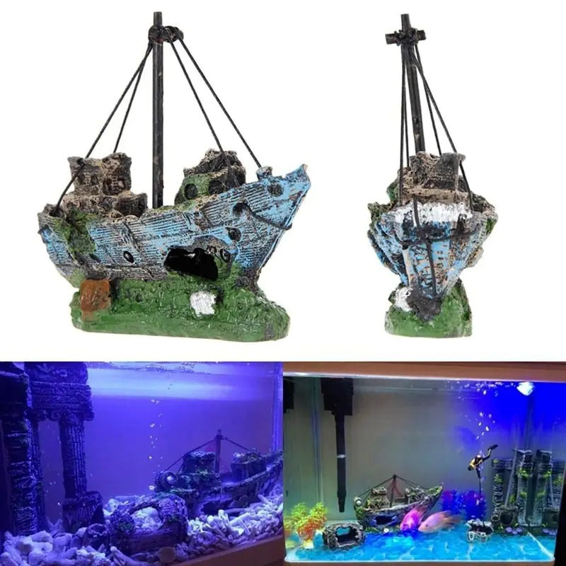 Pirate Ship Aquarium Ornament - Safe Resin Fish Tank Decor