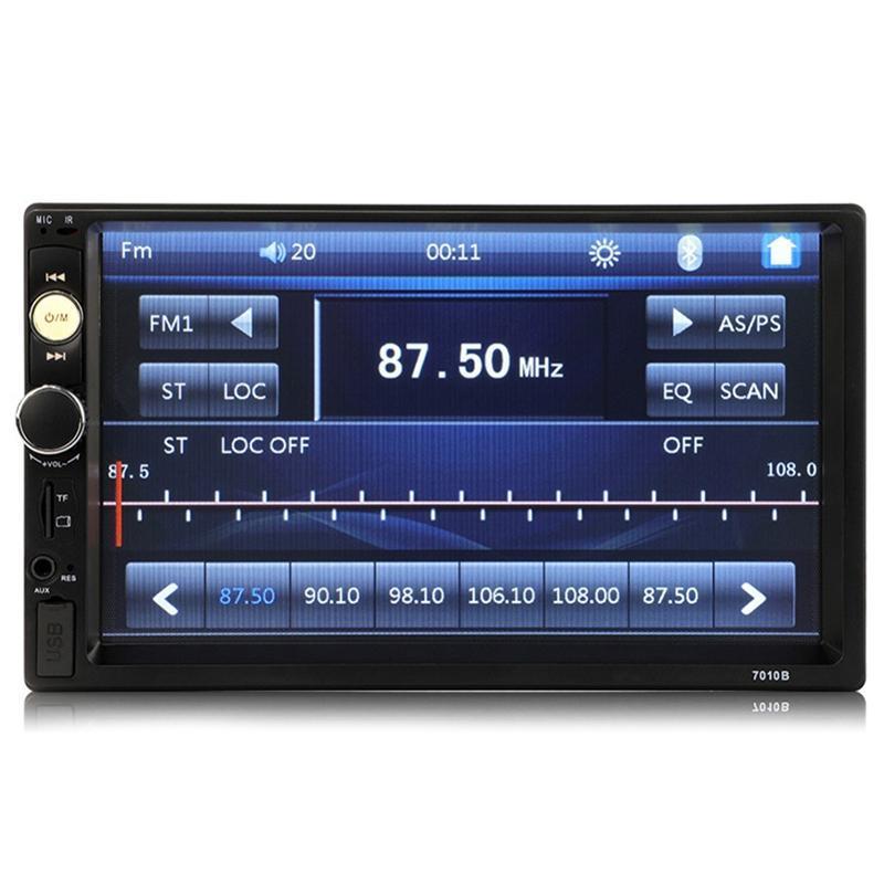 Car stereo radio with digital display on a white background