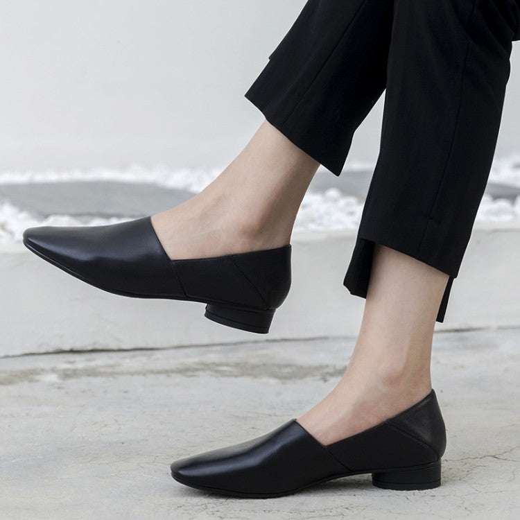 Women\'s Shoes Flat Sole Square Head Deep Mouth Single Shoes
