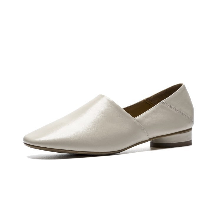Women\'s Shoes Flat Sole Square Head Deep Mouth Single Shoes