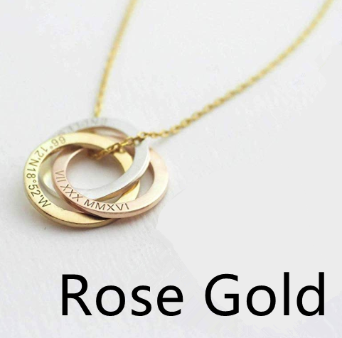 Linked Circle Custom Children Name Rings Eternity Necklace Mother Gift
