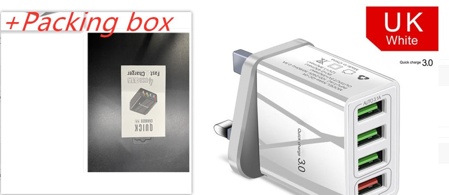 White USB charging adapter with multiple ports and a black box labeled 'X30' on a white background.