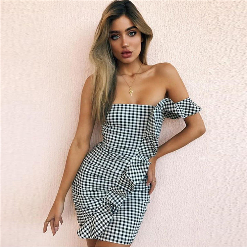 Off-the-shoulder hip dress