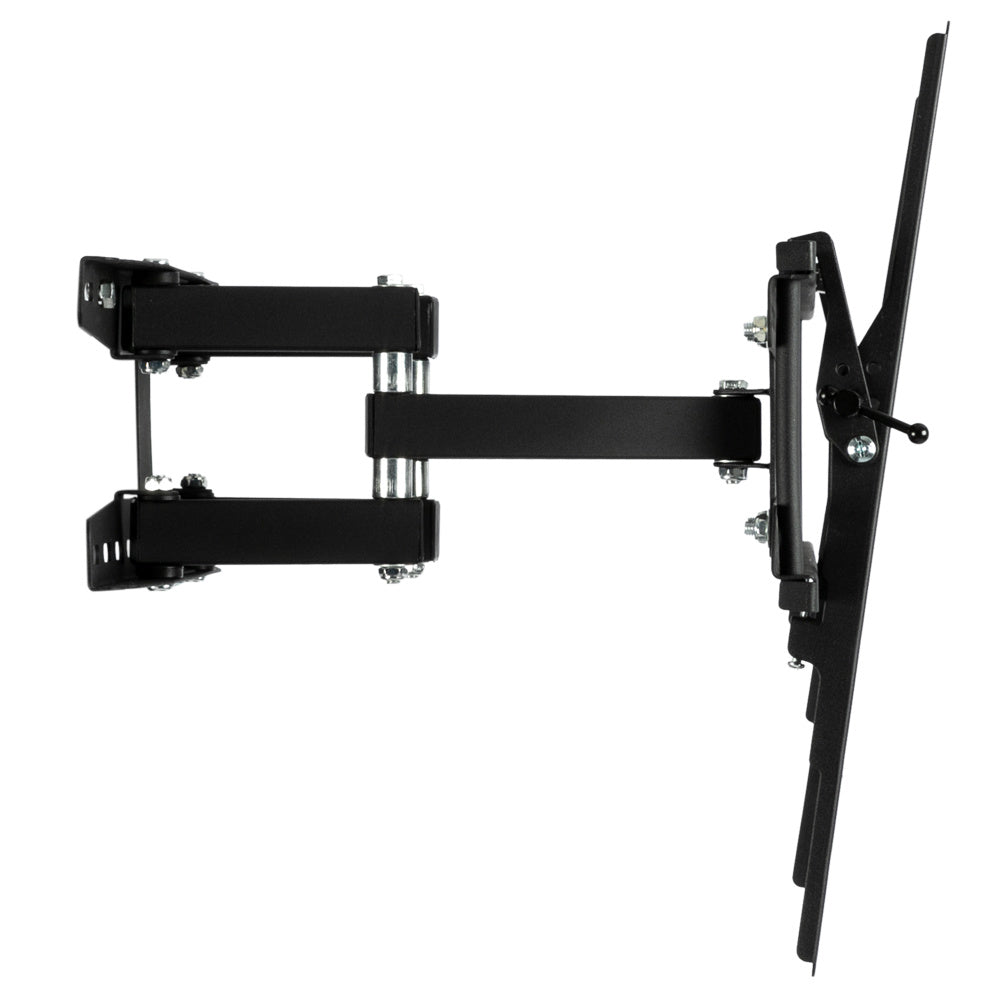 Black TV wall mount on a white background