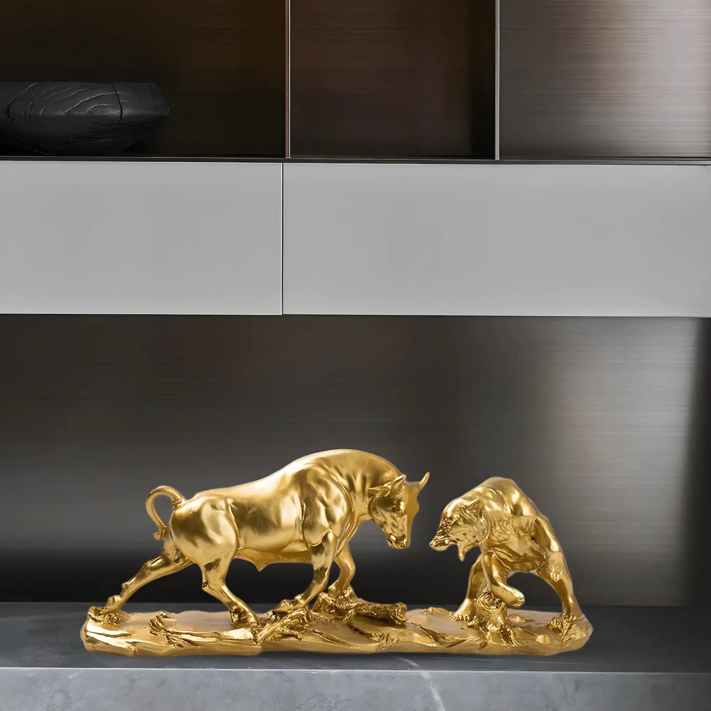 7-inch Bronze Bull and Bear Statue | Finance & Office Decor