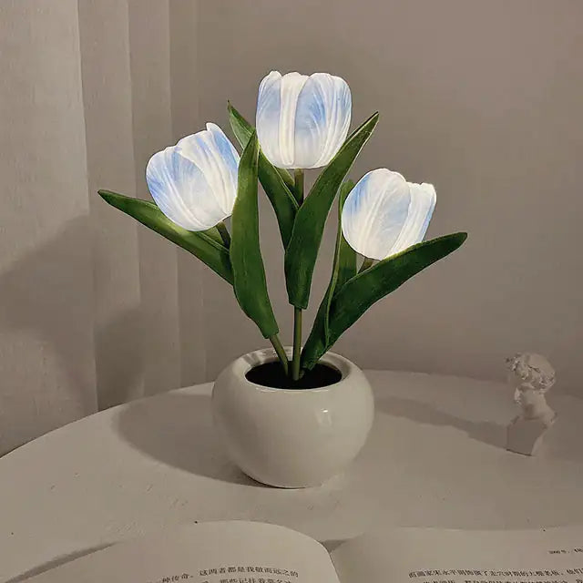 Bonsai Tulip Flower LED Night Light | Battery Powered Lamp