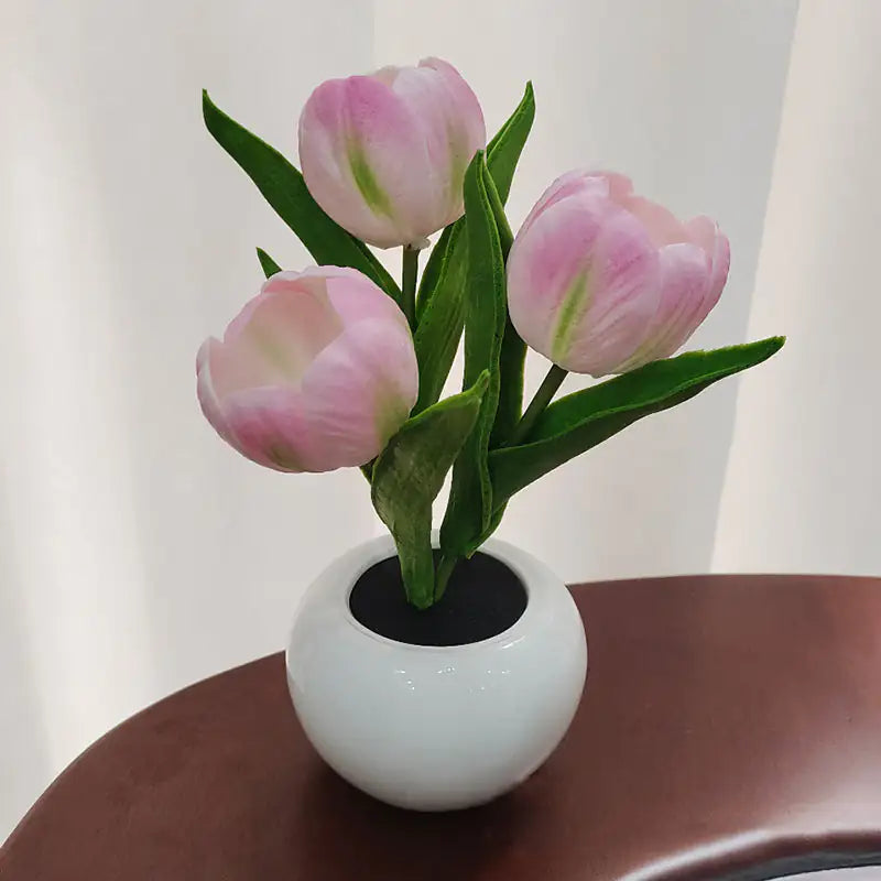 Bonsai Tulip Flower LED Night Light | Battery Powered Lamp