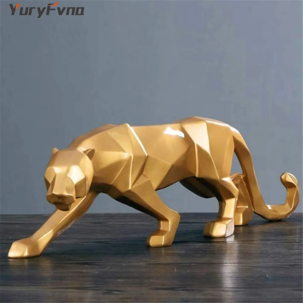 Modern Abstract Leopard Resin Statue for Home Decor