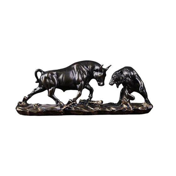 7-inch Bronze Bull and Bear Statue | Finance & Office Decor