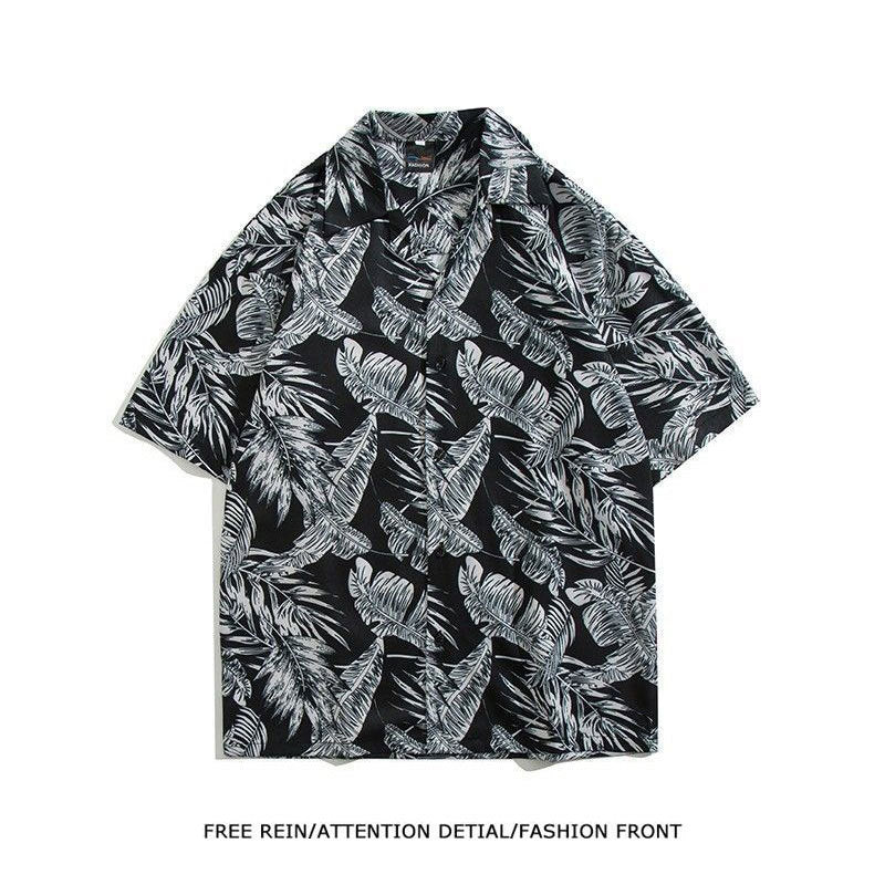 Men's Vintage Oil Painting Floral Short Sleeve Shirt
