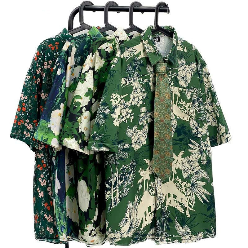 Men's Vintage Oil Painting Floral Short Sleeve Shirt