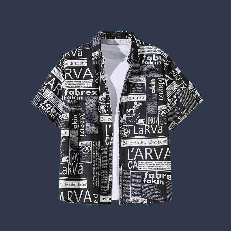 Men's Vintage Oil Painting Floral Short Sleeve Shirt