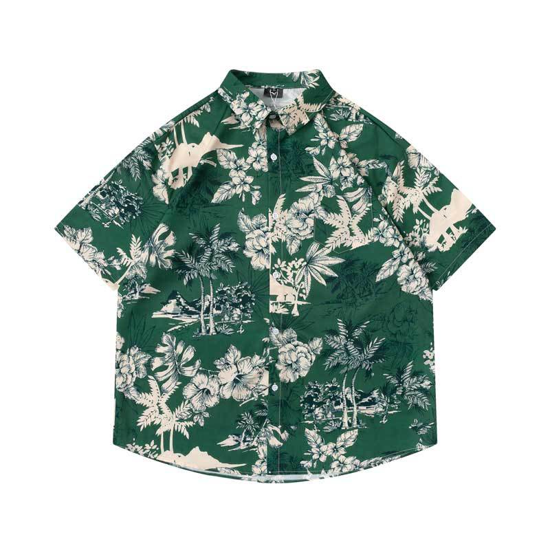 Men's Vintage Oil Painting Floral Short Sleeve Shirt
