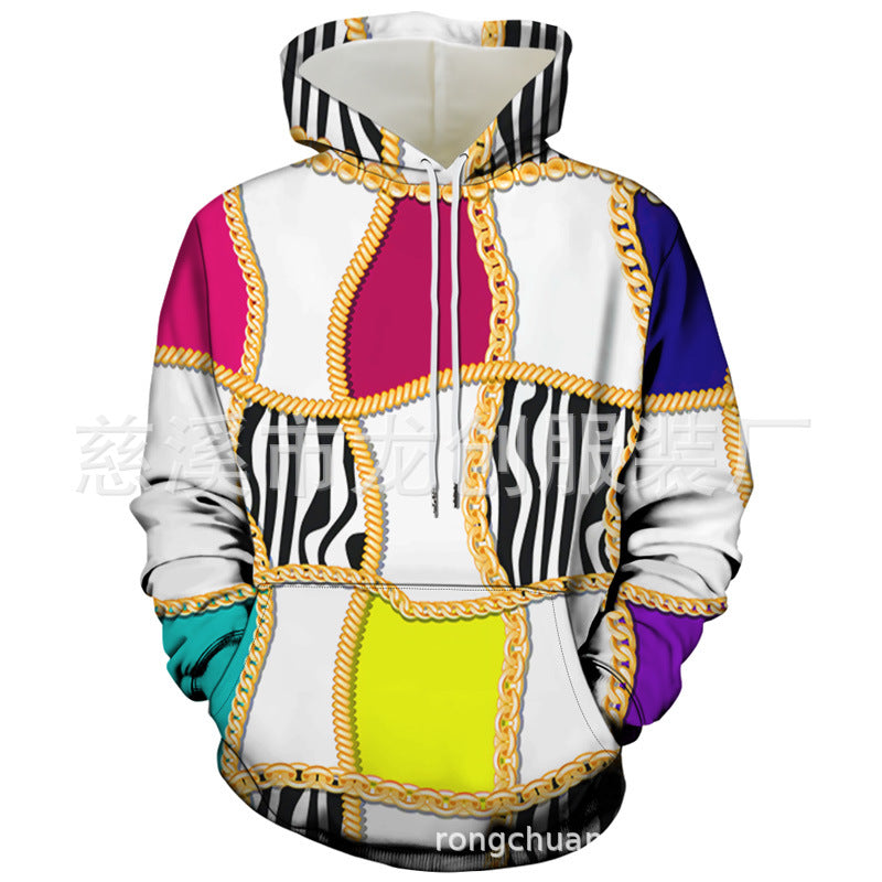 Plus Size Sports Long-sleeved Men's Clothing Plaid Colorblock Printed 3D Sweater