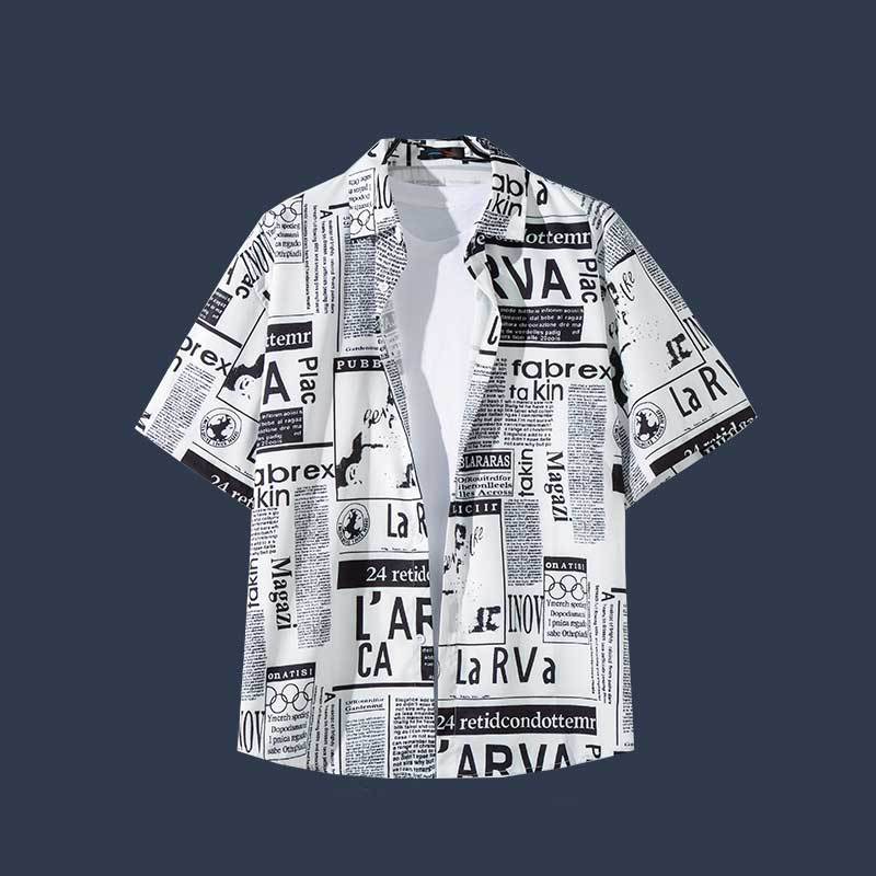 Men's Vintage Oil Painting Floral Short Sleeve Shirt