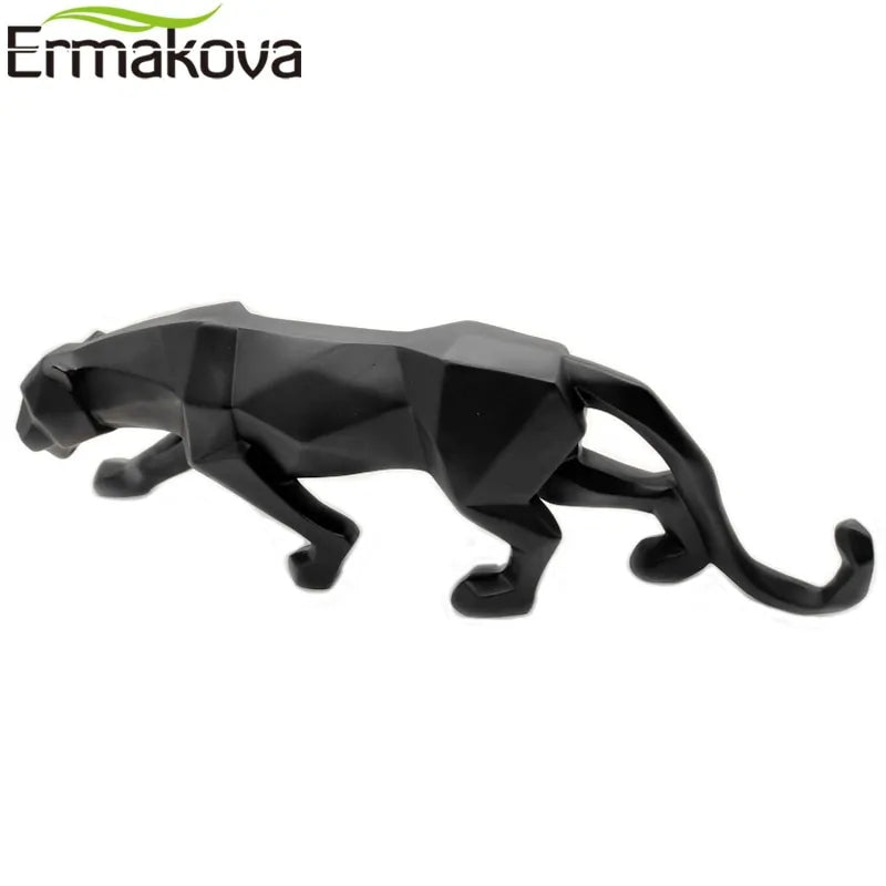 ERMAKOVA Geometric Panther Sculpture | Modern Resin Decor