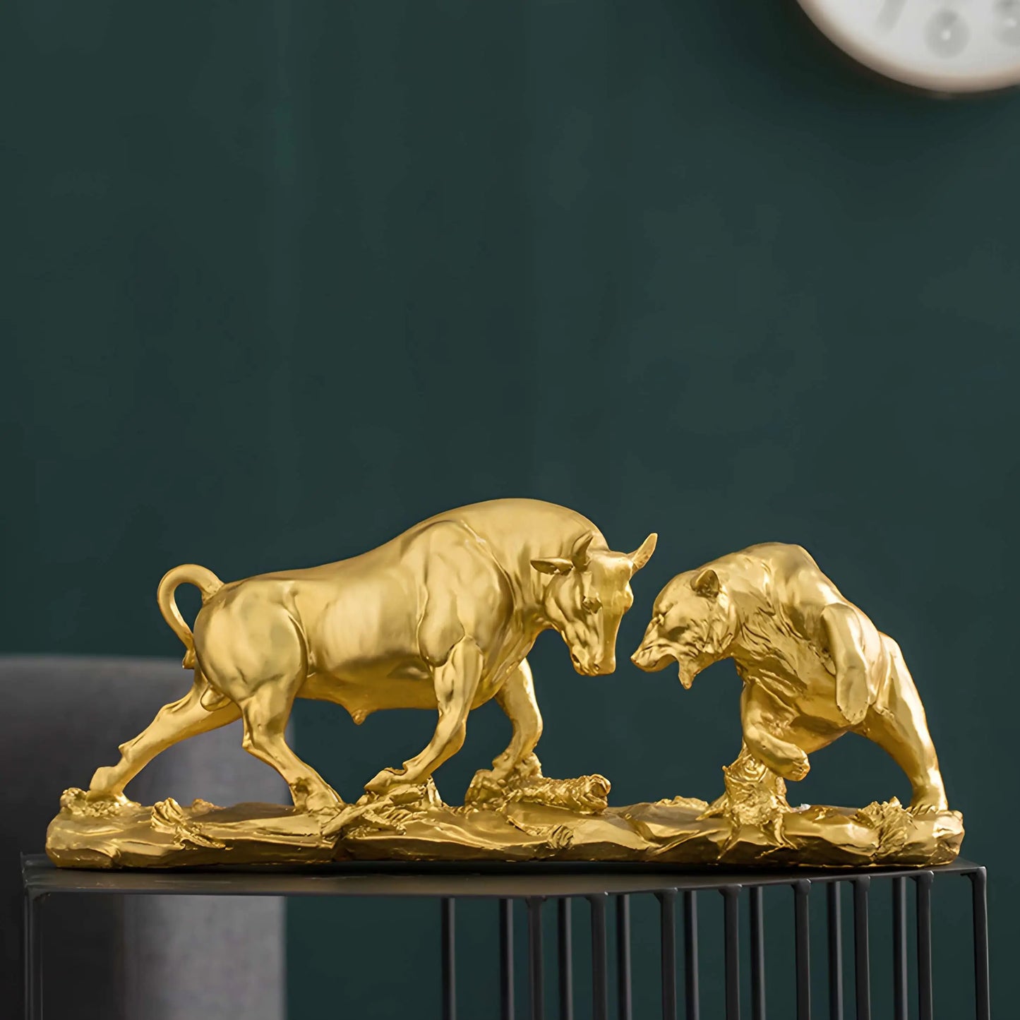 7-inch Bronze Bull and Bear Statue | Finance & Office Decor