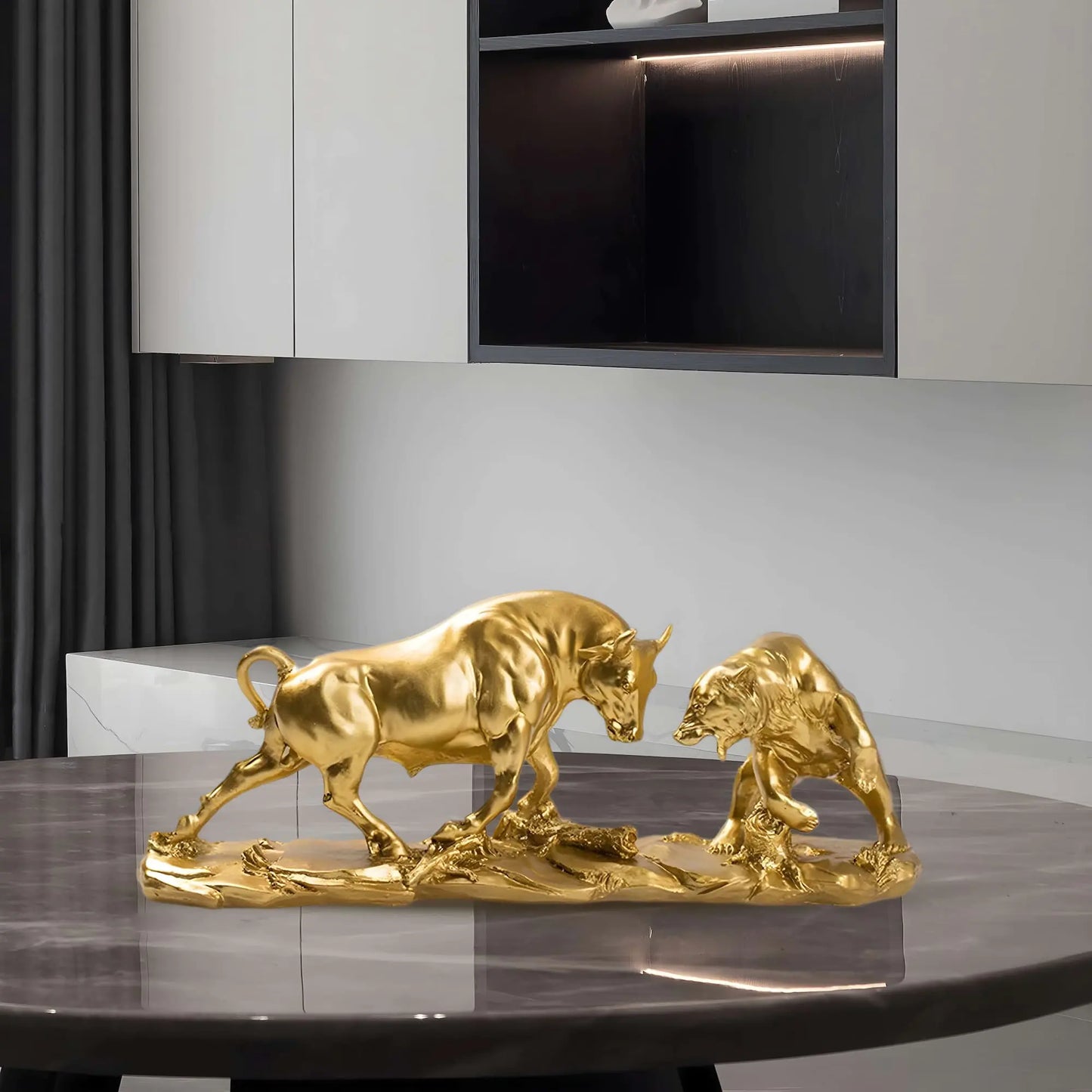 7-inch Bronze Bull and Bear Statue | Finance & Office Decor
